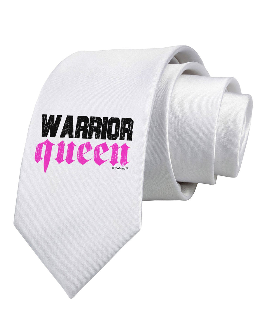 TooLoud Warrior Queen Pink Script Printed White Necktie