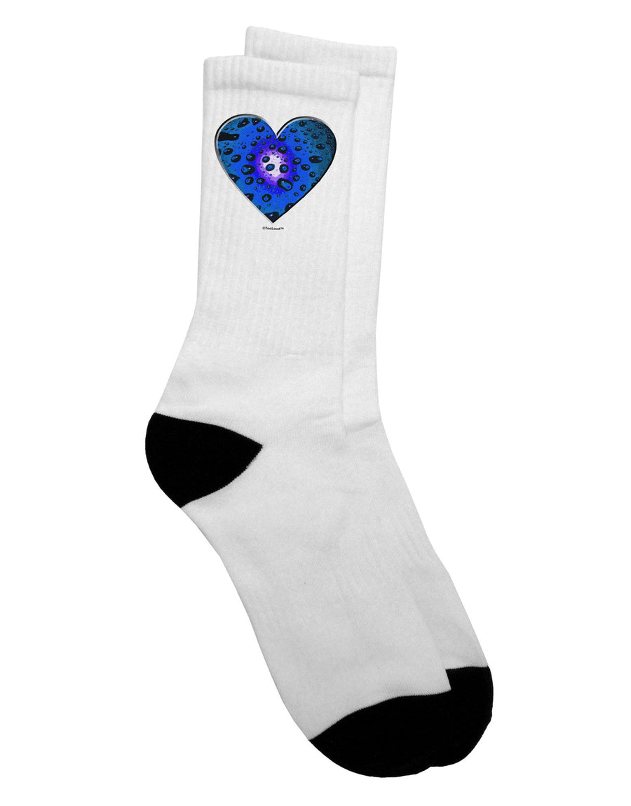 TooLoud Water Droplet Heart Blue Adult Crew Socks - Elevate Your Style-Socks-TooLoud-White-Ladies-4-6-Davson Sales