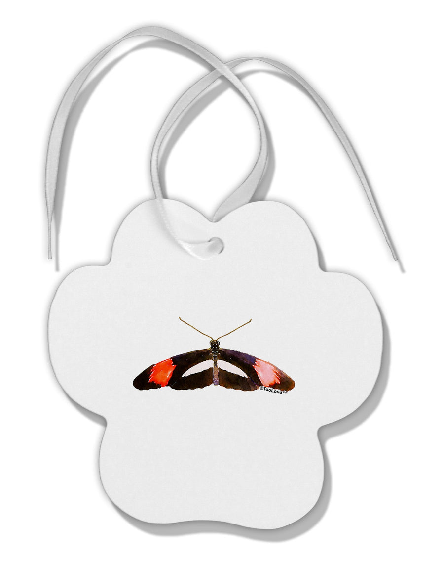 TooLoud Watercolor Butterfly Black Paw Print Shaped Ornament-Ornament-TooLoud-White-Davson Sales