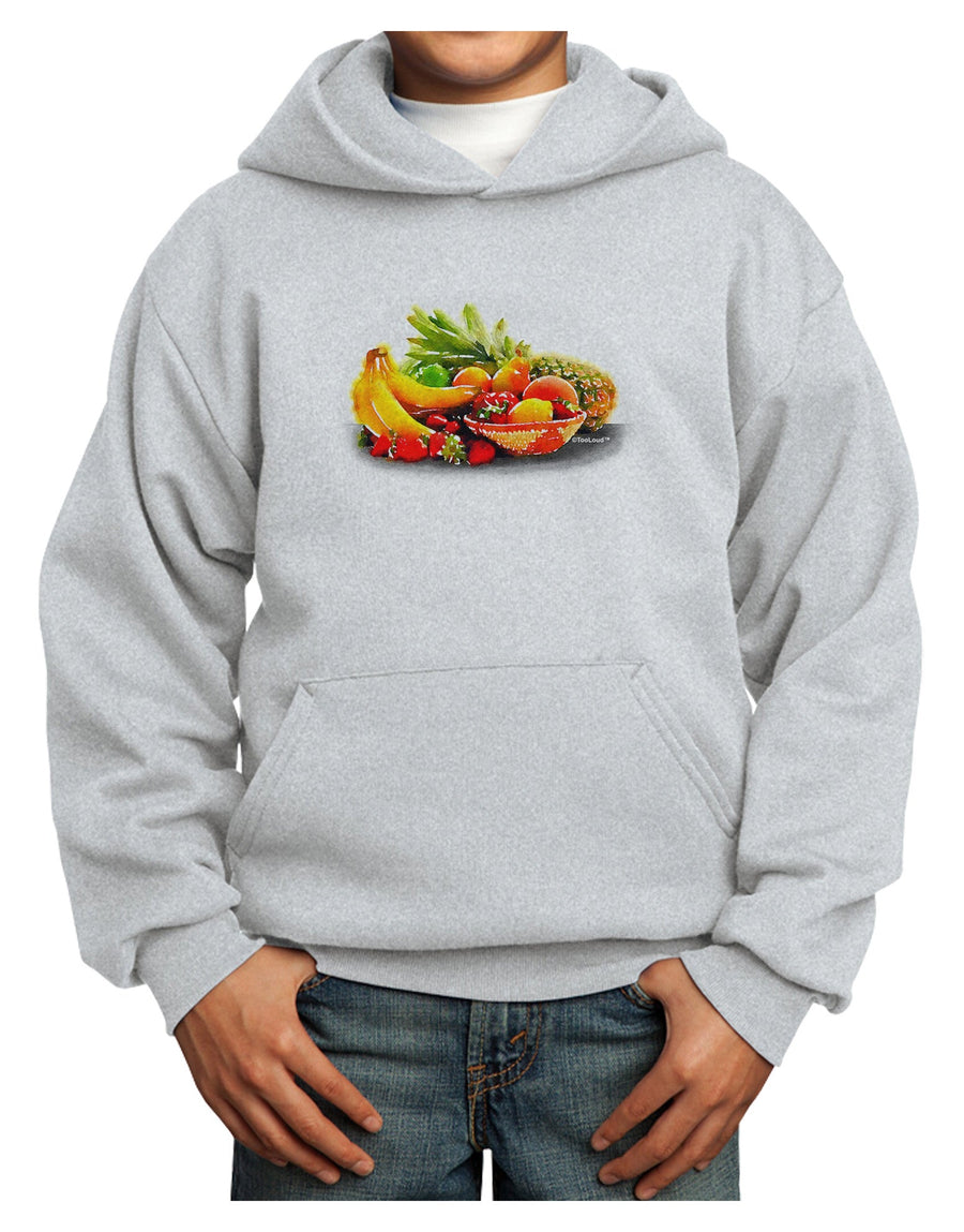 TooLoud Watercolor Fruit Bowl 1 Youth Hoodie Pullover Sweatshirt-Youth Hoodie-TooLoud-White-XS-Davson Sales