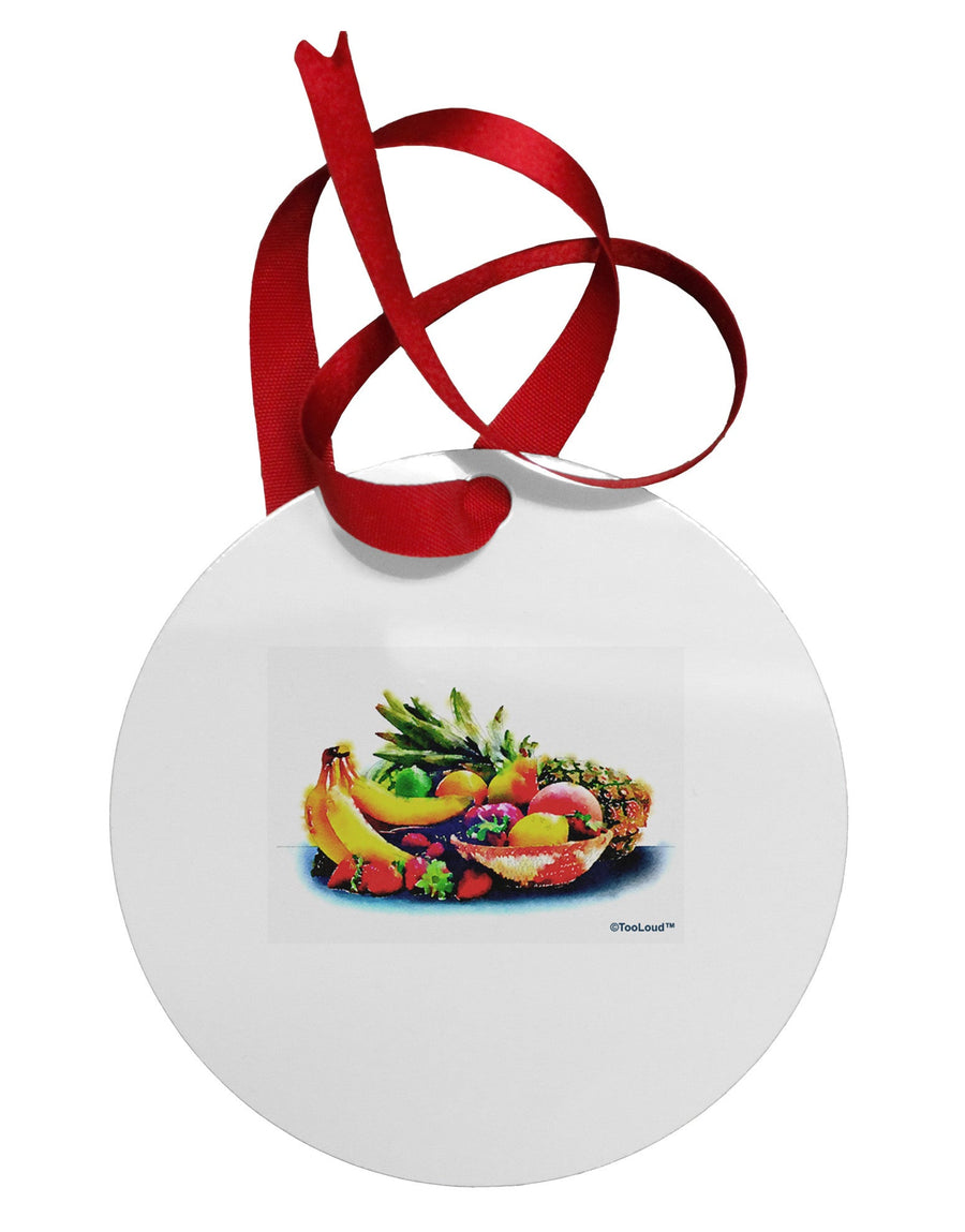 TooLoud Watercolor Fruit Bowl 3 Circular Metal Ornament-Ornament-TooLoud-White-Davson Sales