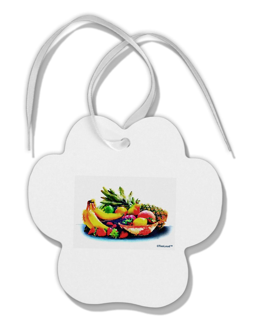 TooLoud Watercolor Fruit Bowl 3 Paw Print Shaped Ornament-Ornament-TooLoud-White-Davson Sales