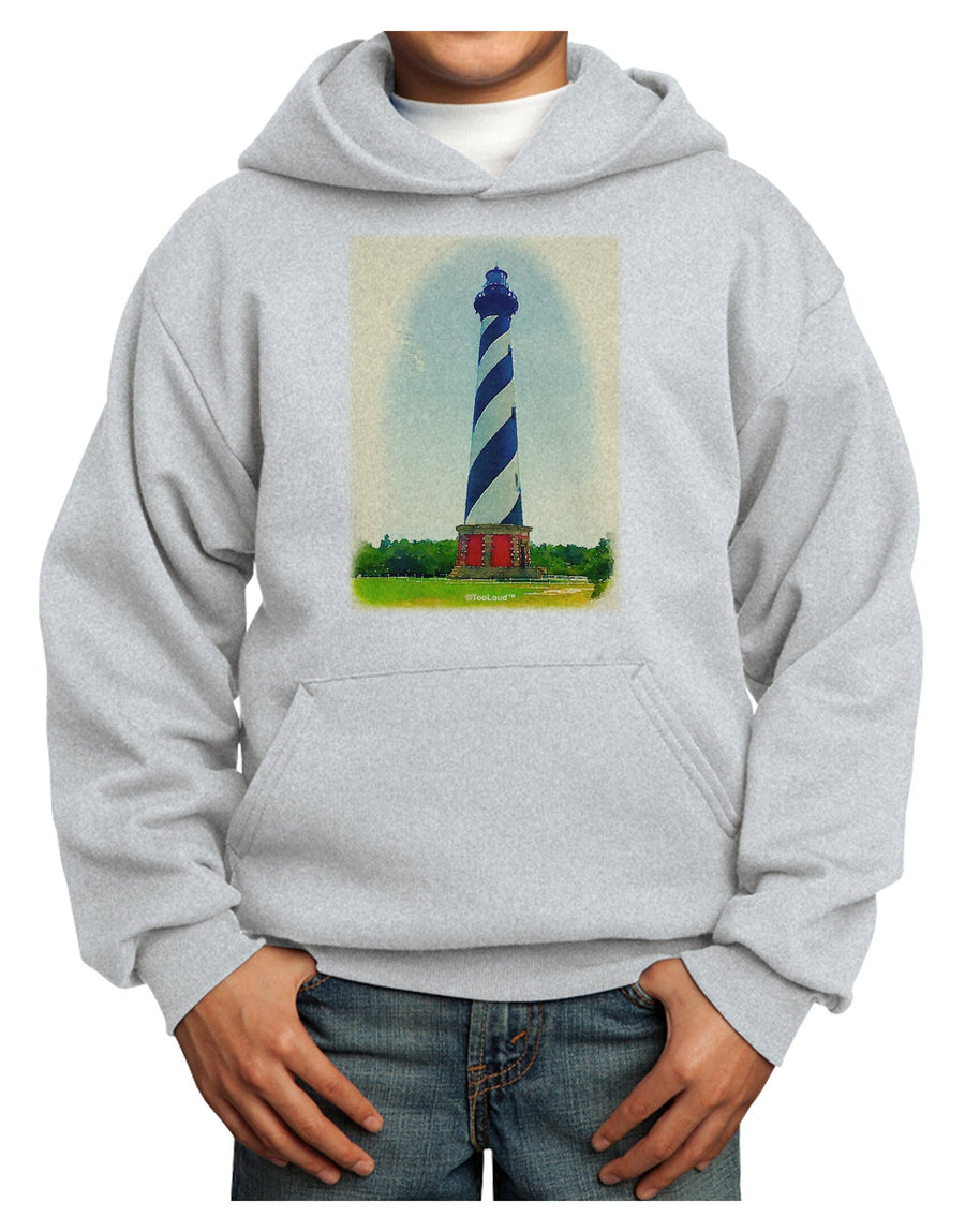 TooLoud Watercolor Lighthouse 1 Youth Hoodie Pullover Sweatshirt-Youth Hoodie-TooLoud-White-XS-Davson Sales