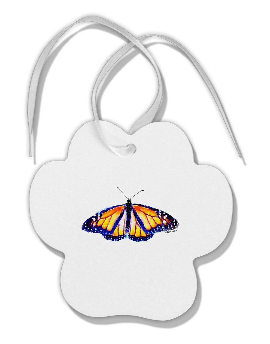 TooLoud Watercolor Monarch Butterfly Paw Print Shaped Ornament-Ornament-TooLoud-White-Davson Sales