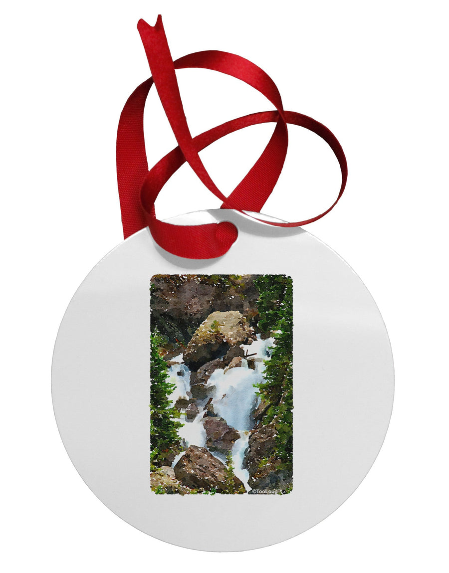 TooLoud Waterfall Watercolor Circular Metal Ornament-Ornament-TooLoud-White-Davson Sales