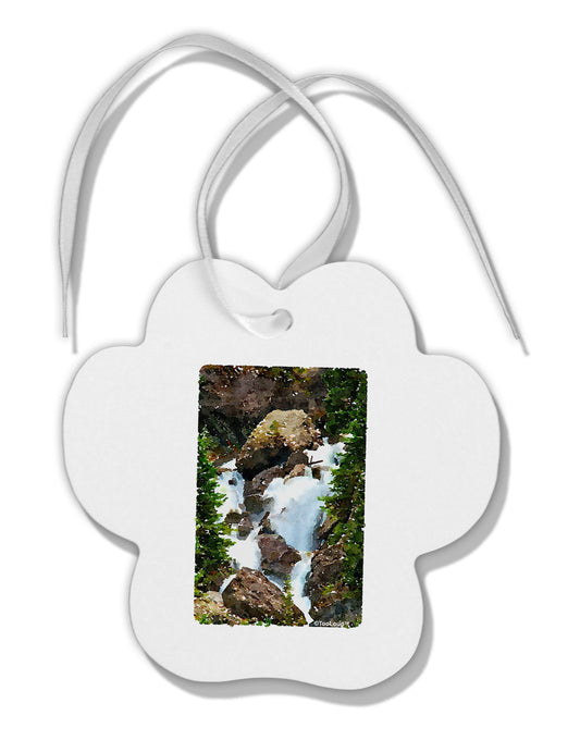 TooLoud Waterfall Watercolor Paw Print Shaped Ornament-Ornament-TooLoud-White-Davson Sales