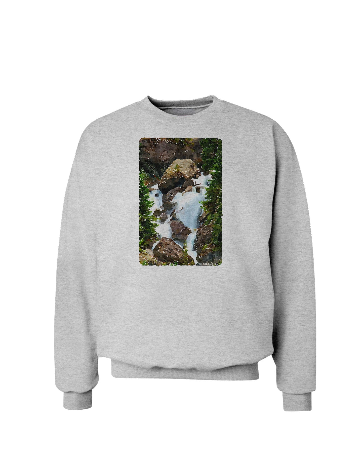 TooLoud Waterfall Watercolor Sweatshirt-Sweatshirts-TooLoud-AshGray-Small-Davson Sales
