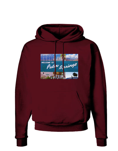 TooLoud Welcome to Palm Springs Collage Dark Hoodie Sweatshirt-Hoodie-TooLoud-Maroon-Small-Davson Sales