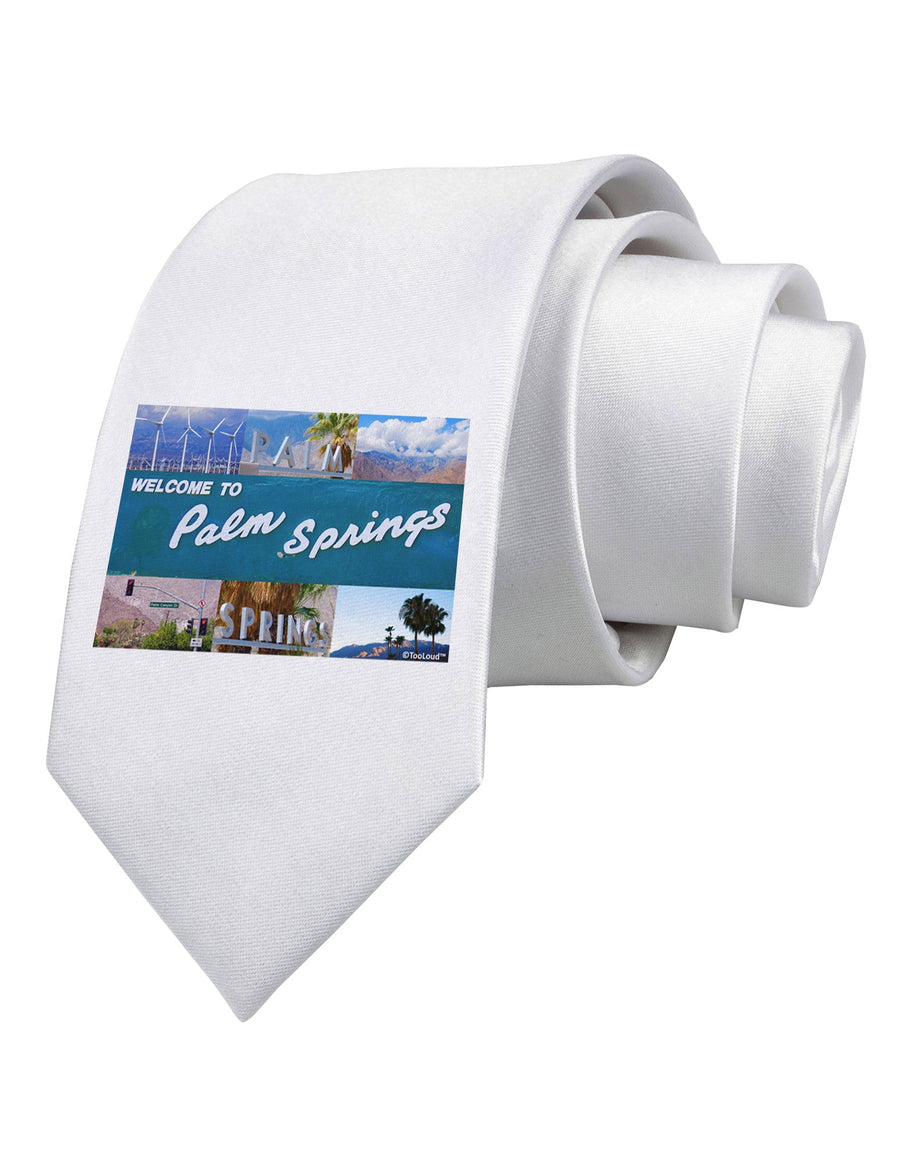 TooLoud Welcome to Palm Springs Collage Printed White Necktie