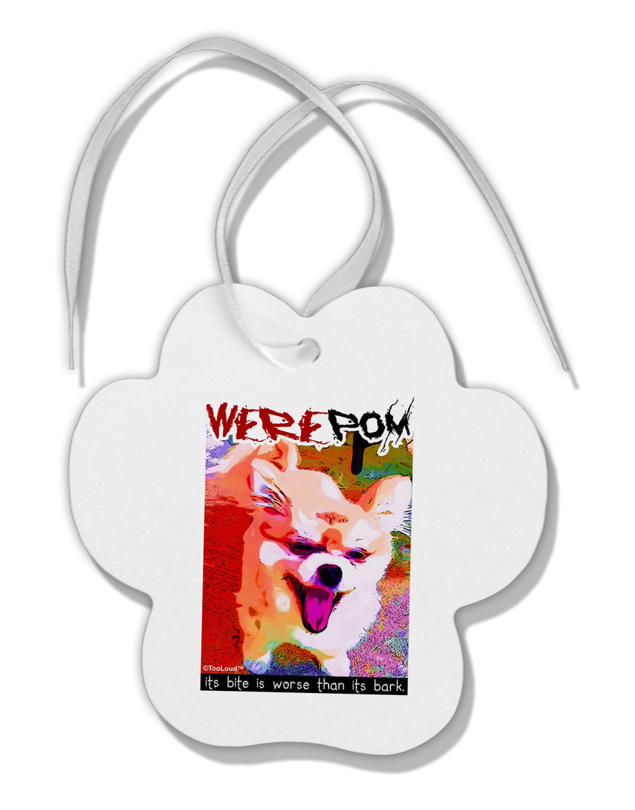 TooLoud WerePom - Werewolf Pomeranian Paw Print Shaped Ornament-Ornament-TooLoud-White-Davson Sales