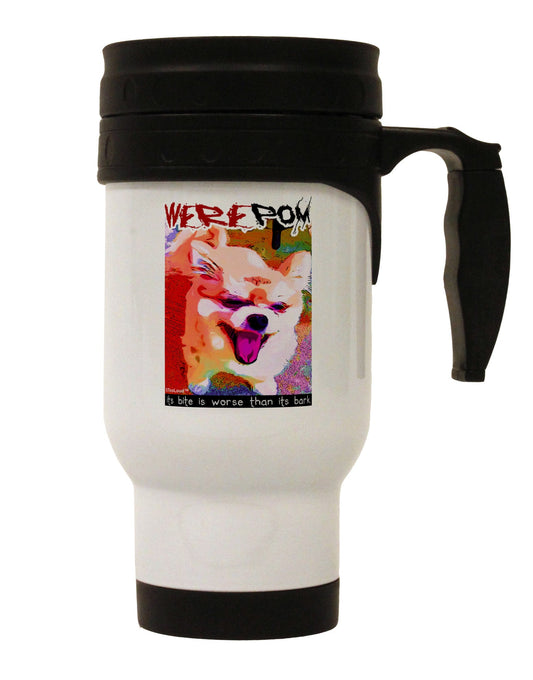TooLoud WerePom - Werewolf Pomeranian Stainless Steel 14oz Travel Mug-Travel Mugs-TooLoud-White-Davson Sales