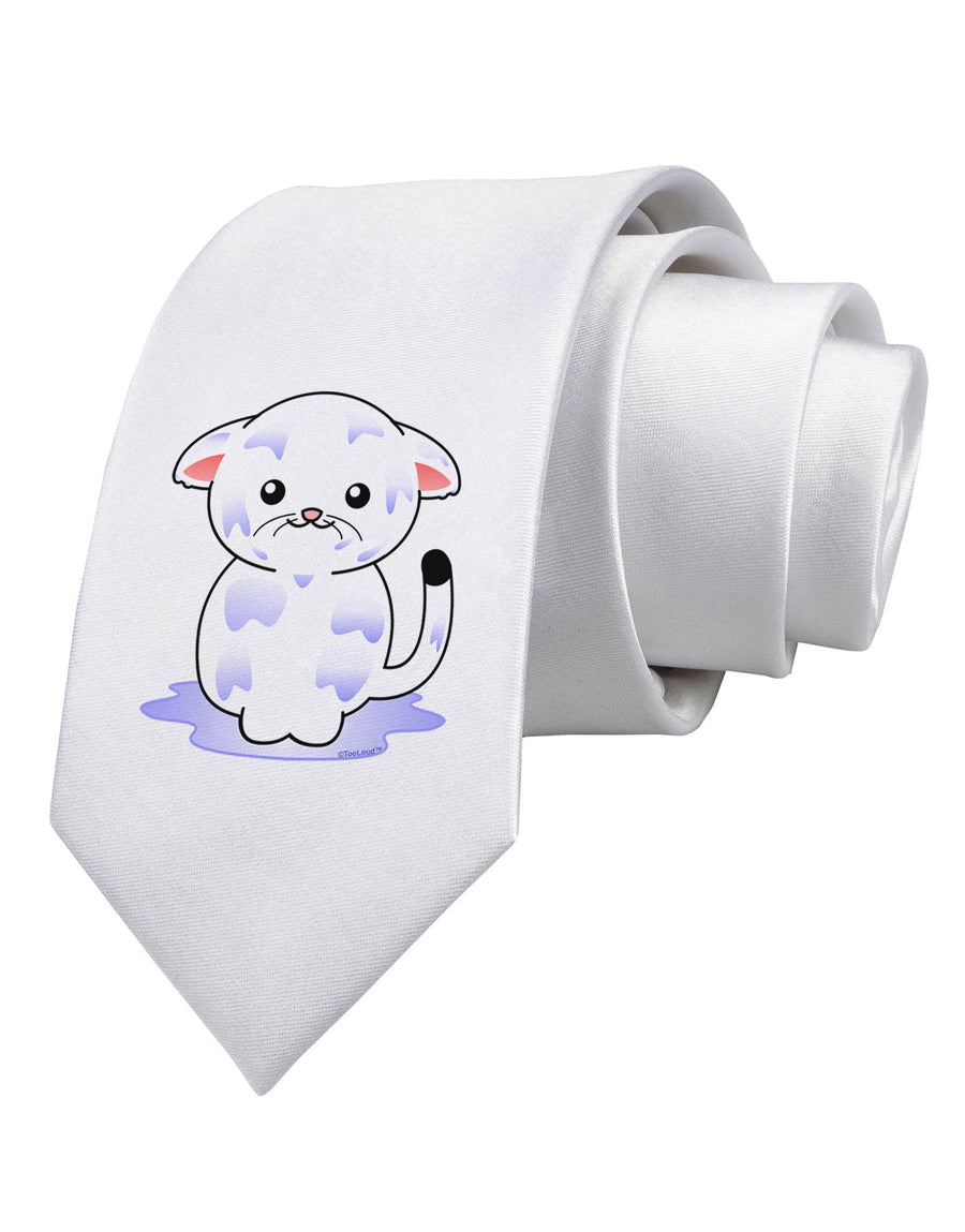 TooLoud Wet Pussycat Printed White Necktie