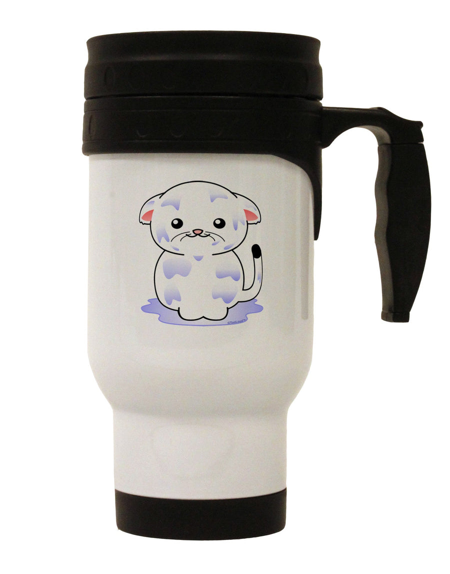 TooLoud Wet Pussycat Stainless Steel 14oz Travel Mug-Travel Mugs-TooLoud-White-Davson Sales