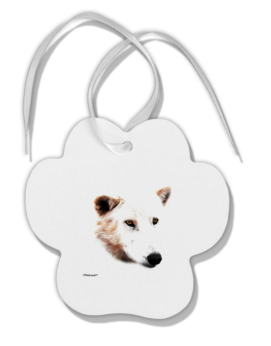 TooLoud White Wolf Head Cutout Paw Print Shaped Ornament-Ornament-TooLoud-White-Davson Sales