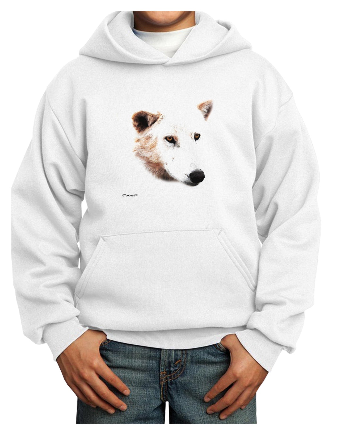 TooLoud White Wolf Head Cutout Youth Hoodie Pullover Sweatshirt-Youth Hoodie-TooLoud-White-XS-Davson Sales