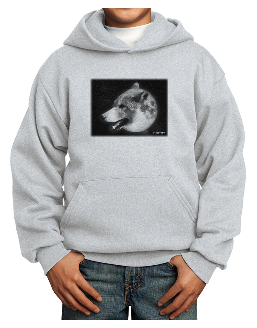 TooLoud White Wolf Moon Youth Hoodie Pullover Sweatshirt-Youth Hoodie-TooLoud-White-XS-Davson Sales