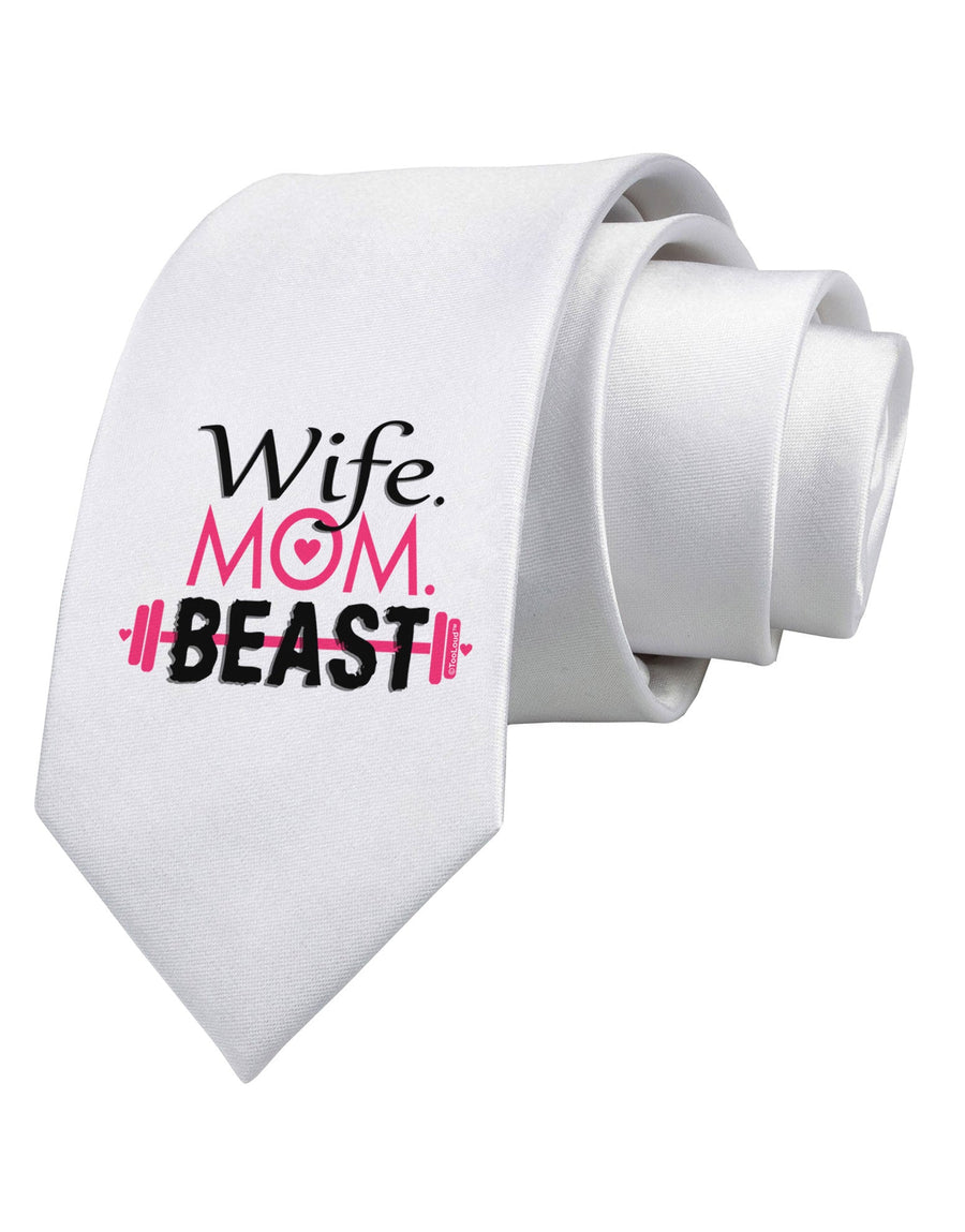 TooLoud Wife Mom Beast Printed White Necktie