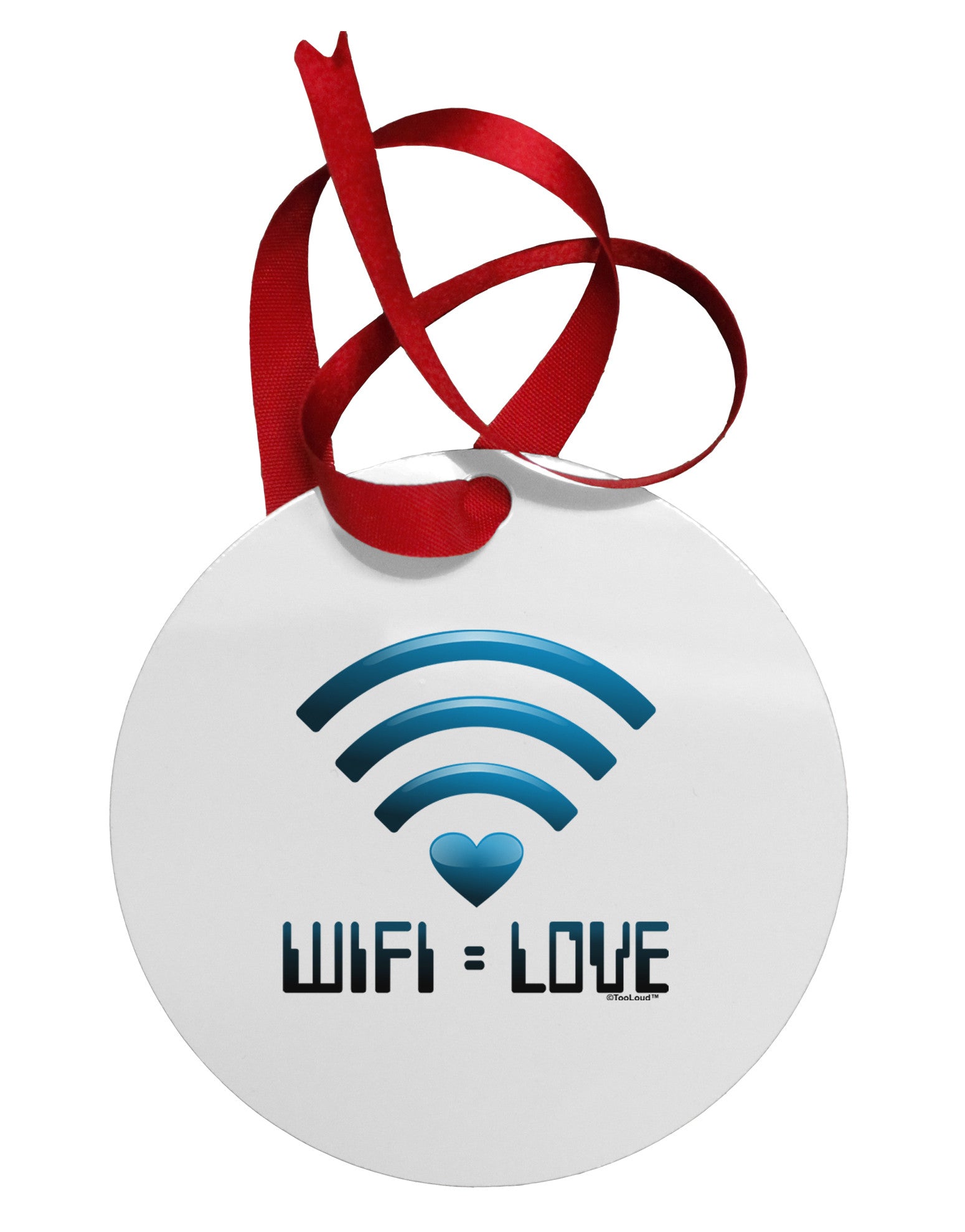 TooLoud Wifi Equals Love Circular Metal Ornament-Ornament-TooLoud-White-Davson Sales