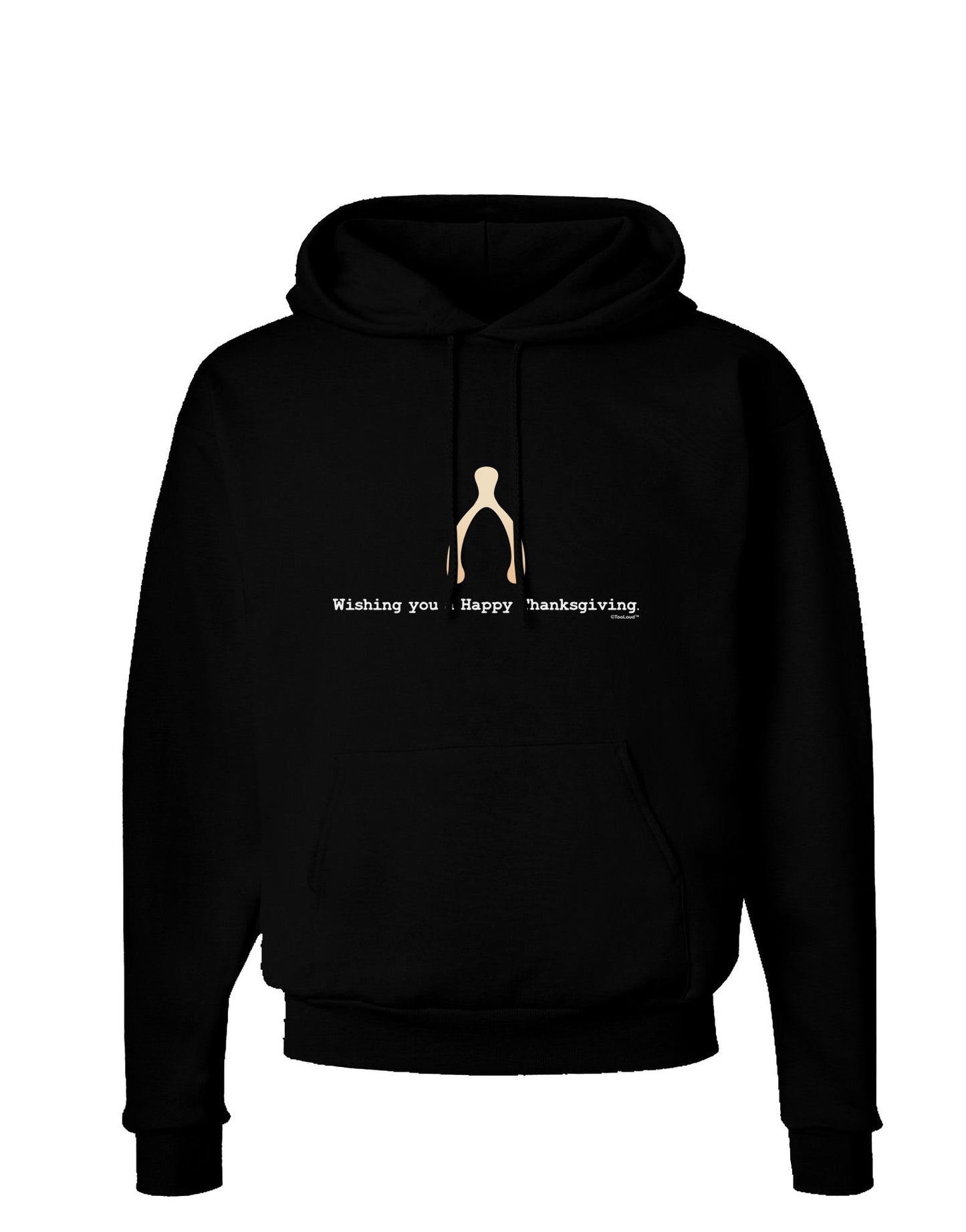 TooLoud Wishing You a Happy Thanksgiving Wishbone Dark Hoodie Sweatshirt-Hoodie-TooLoud-Black-Small-Davson Sales