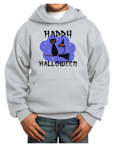 TooLoud Witch Cat Youth Hoodie Pullover Sweatshirt-Youth Hoodie-TooLoud-Ash-XS-Davson Sales