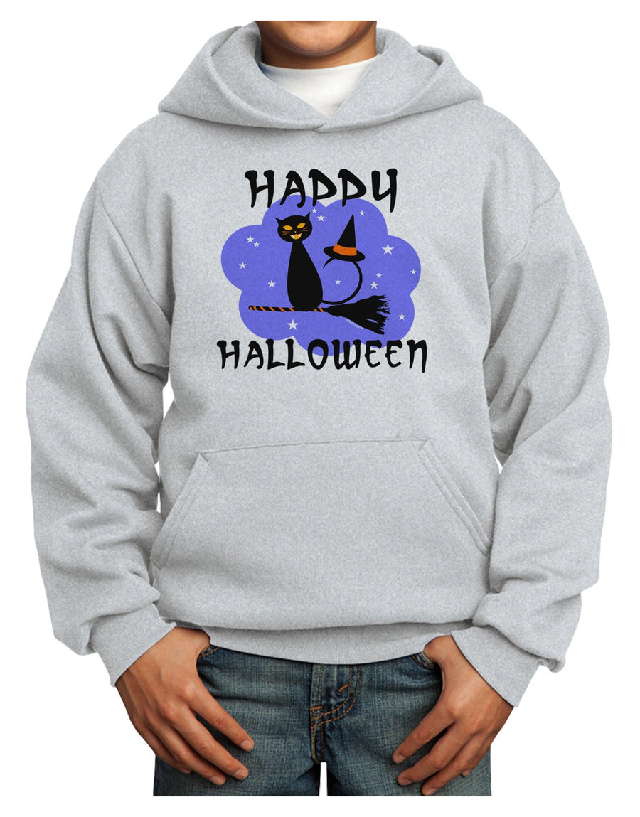 TooLoud Witch Cat Youth Hoodie Pullover Sweatshirt-Youth Hoodie-TooLoud-White-XS-Davson Sales
