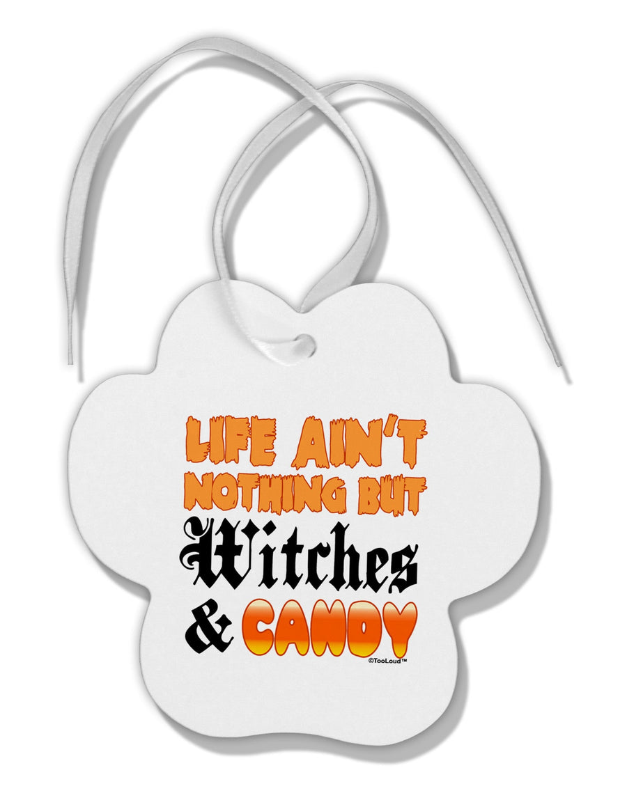 TooLoud Witches and Candy Color Paw Print Shaped Ornament-Ornament-TooLoud-White-Davson Sales