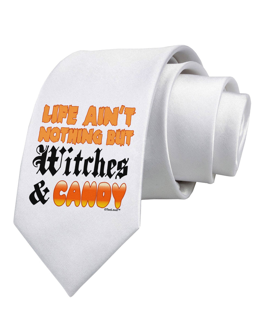 TooLoud Witches and Candy Color Printed White Necktie