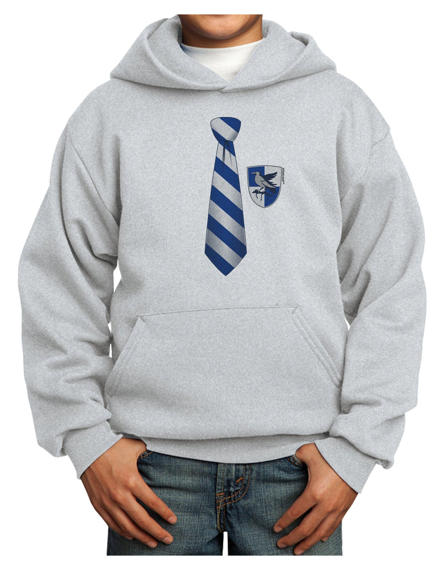 TooLoud Wizard Tie Blue and Silver Youth Hoodie Pullover Sweatshirt-Youth Hoodie-TooLoud-White-XS-Davson Sales