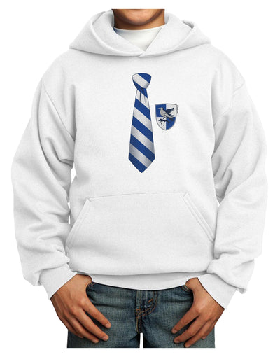 TooLoud Wizard Tie Blue and Silver Youth Hoodie Pullover Sweatshirt-Youth Hoodie-TooLoud-White-XS-Davson Sales