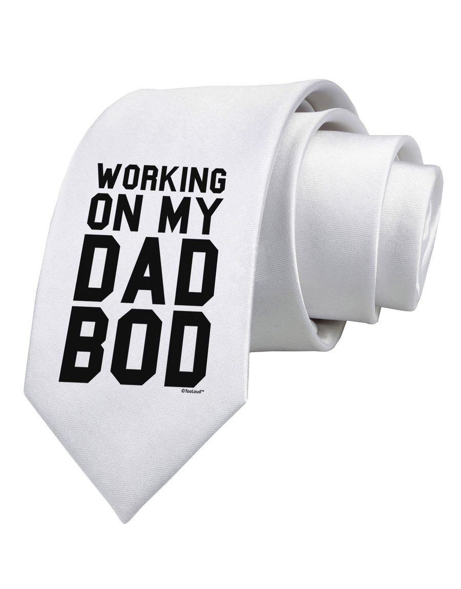 TooLoud Working On My Dad Bod Printed White Necktie