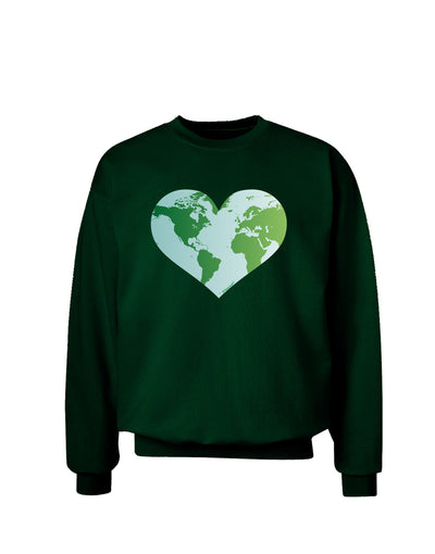 TooLoud World Globe Heart Adult Dark Sweatshirt-Sweatshirts-TooLoud-Deep-Forest-Green-Small-Davson Sales