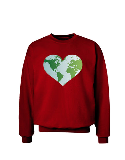 TooLoud World Globe Heart Adult Dark Sweatshirt-Sweatshirts-TooLoud-Deep-Red-Small-Davson Sales