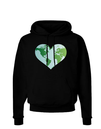 TooLoud World Globe Heart Dark Hoodie Sweatshirt-Hoodie-TooLoud-Black-Small-Davson Sales