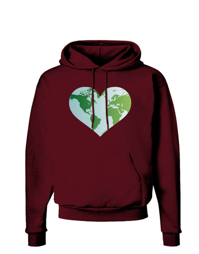 TooLoud World Globe Heart Dark Hoodie Sweatshirt-Hoodie-TooLoud-Maroon-Small-Davson Sales