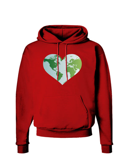 TooLoud World Globe Heart Dark Hoodie Sweatshirt-Hoodie-TooLoud-Red-Small-Davson Sales