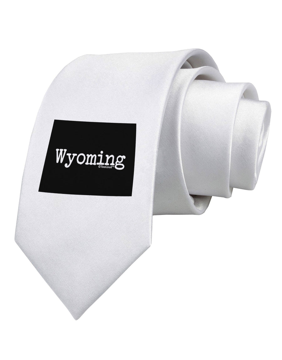 TooLoud Wyoming - United States Shape Printed White Necktie