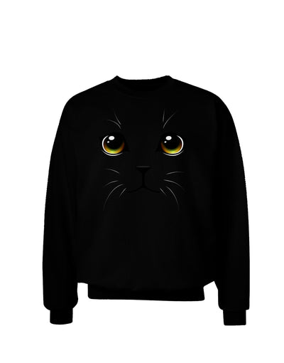 TooLoud Yellow Amber-Eyed Cute Cat Face Adult Dark Sweatshirt-Sweatshirts-TooLoud-Black-Small-Davson Sales