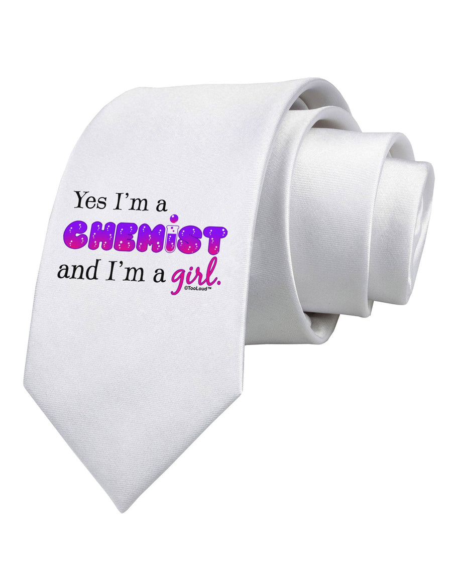 TooLoud Yes I am a Chemist Girl Printed White Necktie