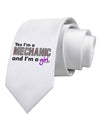 TooLoud Yes I am a Mechanic Girl Printed White Necktie