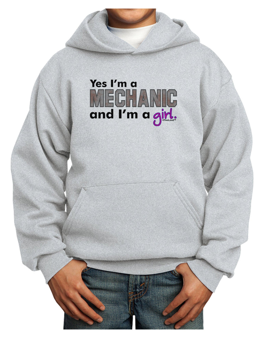 TooLoud Yes I am a Mechanic Girl Youth Hoodie Pullover Sweatshirt-Youth Hoodie-TooLoud-White-XS-Davson Sales