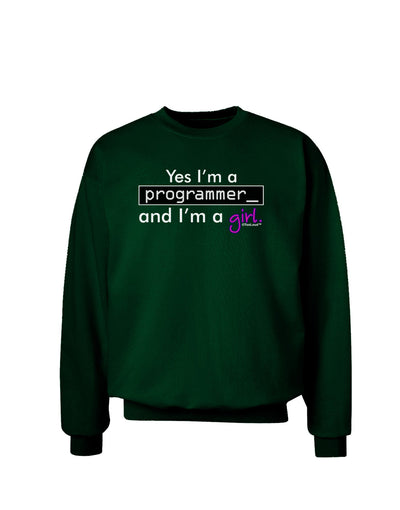 TooLoud Yes I am a Programmer Girl Adult Dark Sweatshirt-Sweatshirts-TooLoud-Deep-Forest-Green-Small-Davson Sales