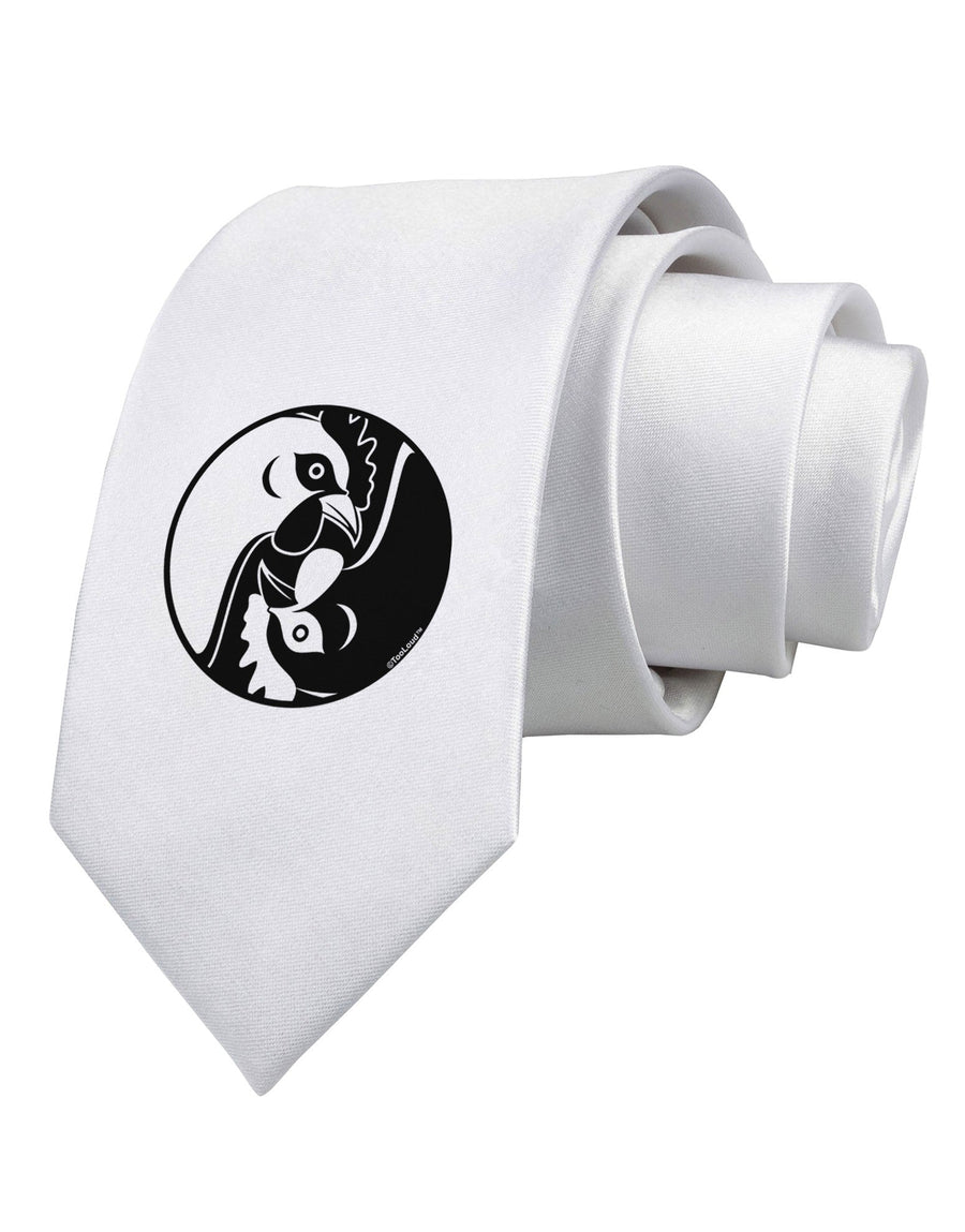 TooLoud Yin Yang Chicken Printed White Necktie