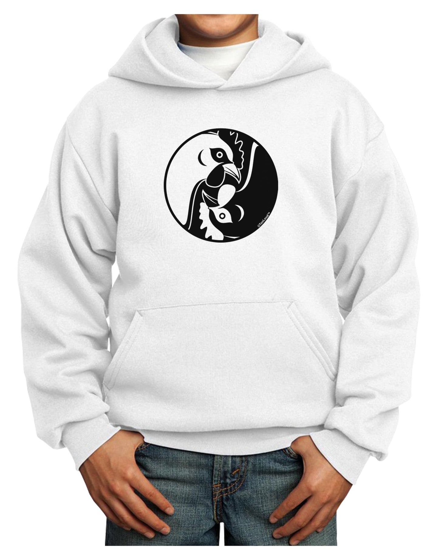 TooLoud Yin Yang Chicken Youth Hoodie Pullover Sweatshirt-Youth Hoodie-TooLoud-White-XS-Davson Sales