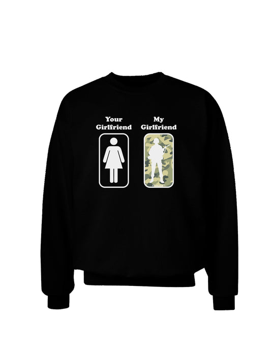 TooLoud Your Girlfriend My Girlfriend Military Adult Dark Sweatshirt-Sweatshirt-TooLoud-Black-Small-Davson Sales