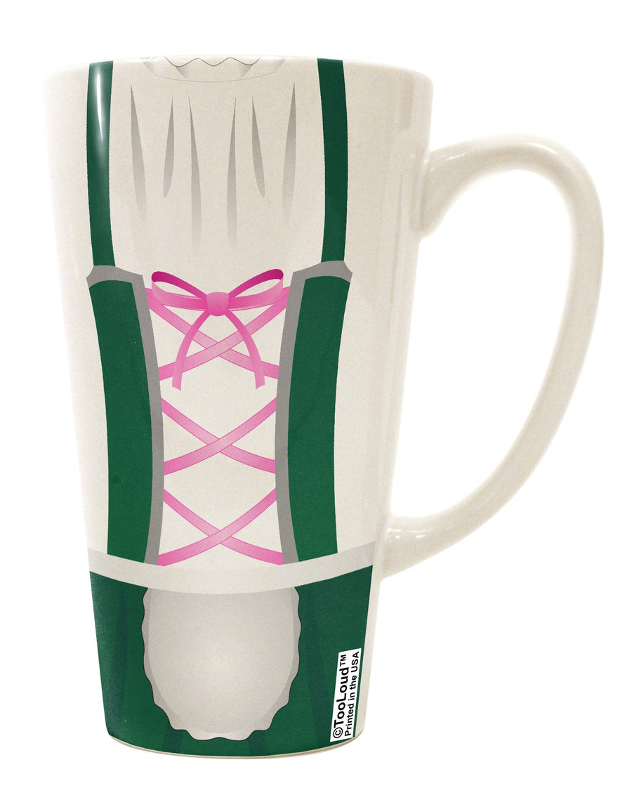 TooLoud's Expertly Crafted 16 Ounce Conical Latte Coffee Mug in Green Dirndl Costume Print - Perfect for Drinkware Enthusiasts-Conical Latte Mug-TooLoud-White-Davson Sales