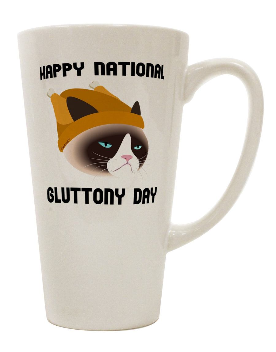 TooLoud's Expertly Crafted 16 Ounce Conical Latte Coffee Mug - Perfect for Gluttony Day and Disgruntled Cat Lovers-Conical Latte Mug-TooLoud-White-Davson Sales