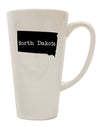 TooLoud's Expertly Crafted 16 Ounce Conical Latte Coffee Mug - Showcasing the Iconic Shape of North Dakota, United States-Conical Latte Mug-TooLoud-White-Davson Sales