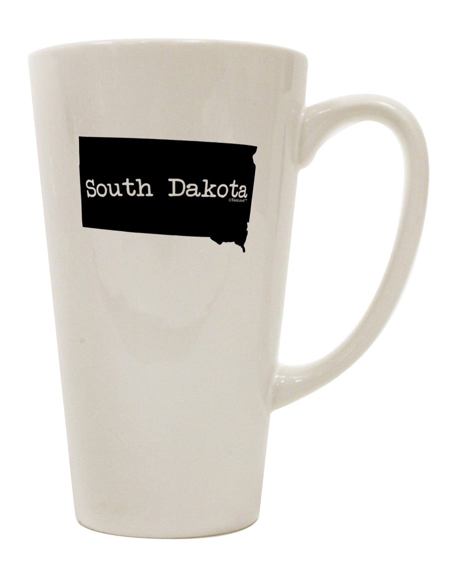 TooLoud's Expertly Crafted 16 Ounce Conical Latte Coffee Mug - Showcasing the Iconic Shape of South Dakota, United States-Conical Latte Mug-TooLoud-White-Davson Sales