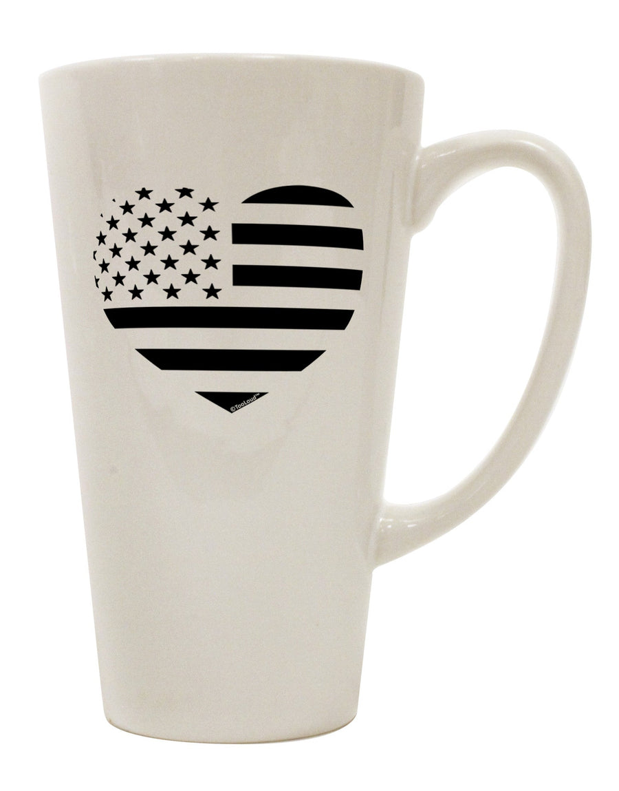 TooLoud's Expertly Crafted American Flag Heart Design Conical Latte Coffee Mug - Perfect for Patriotic Sips-Conical Latte Mug-TooLoud-White-Davson Sales