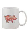 TooLoud's Expertly Crafted Bacon Pig Silhouette Printed 11 oz Coffee Mug - Perfect for Savoring Your Favorite Beverages-11 OZ Coffee Mug-TooLoud-White-Davson Sales